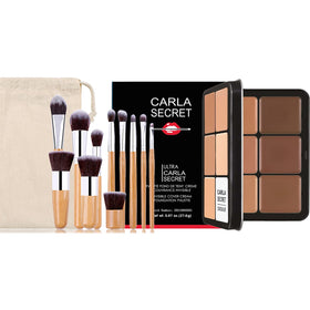 Joyeee face makeup look with contour and highlight using the palette.