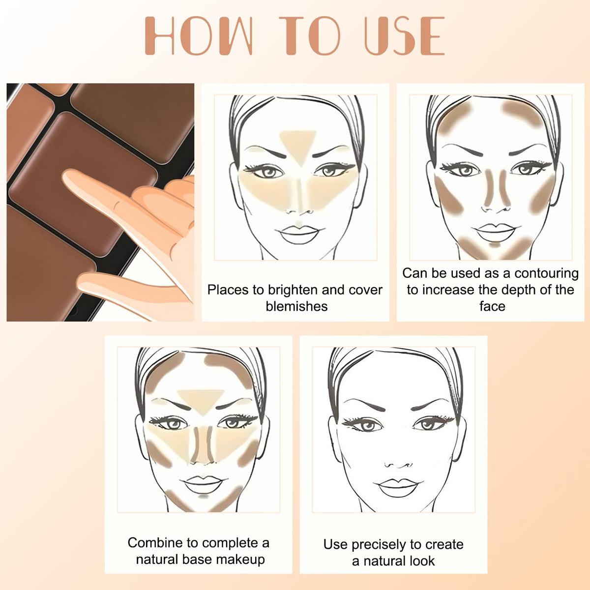 Joyeee makeup brush set included for easy blending on the go.