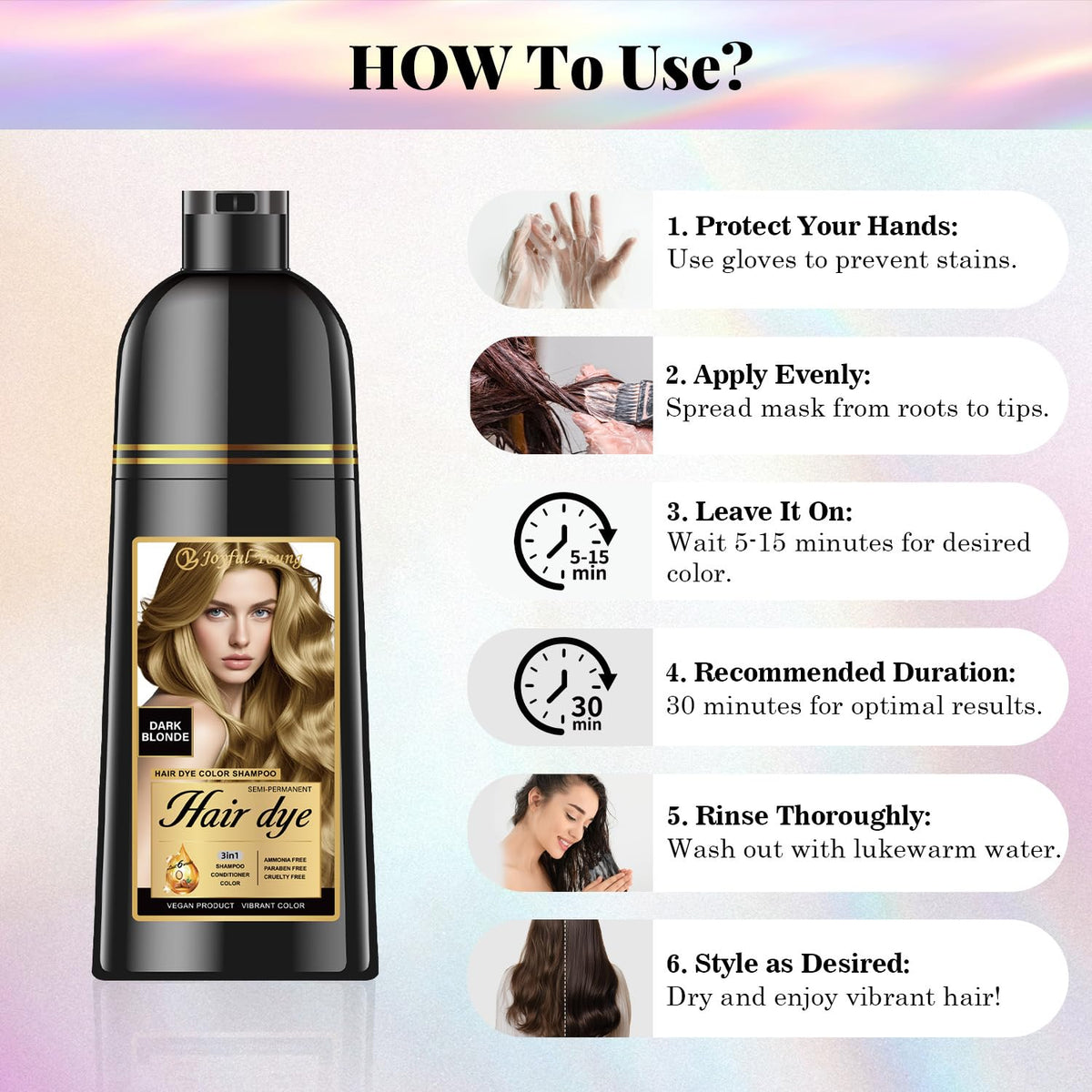 Joyful Young ammonia-free vegan formula offers gentle color without harsh chemicals.