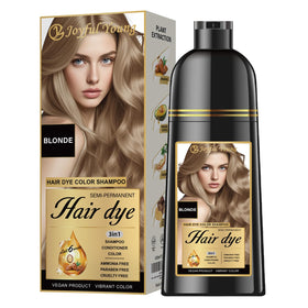 Joyful Young Hair Dye Shampoo bottle shows 3-in-1 color deposit for easy refresh.