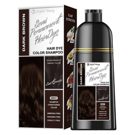 Joyful Young Hair Dye Shampoo deposits dark brown color for gray blending.