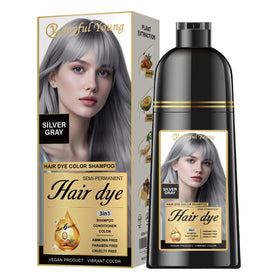 Joyful Young Silver Gray Hair Dye Shampoo bottle for color deposit and gray refresh.