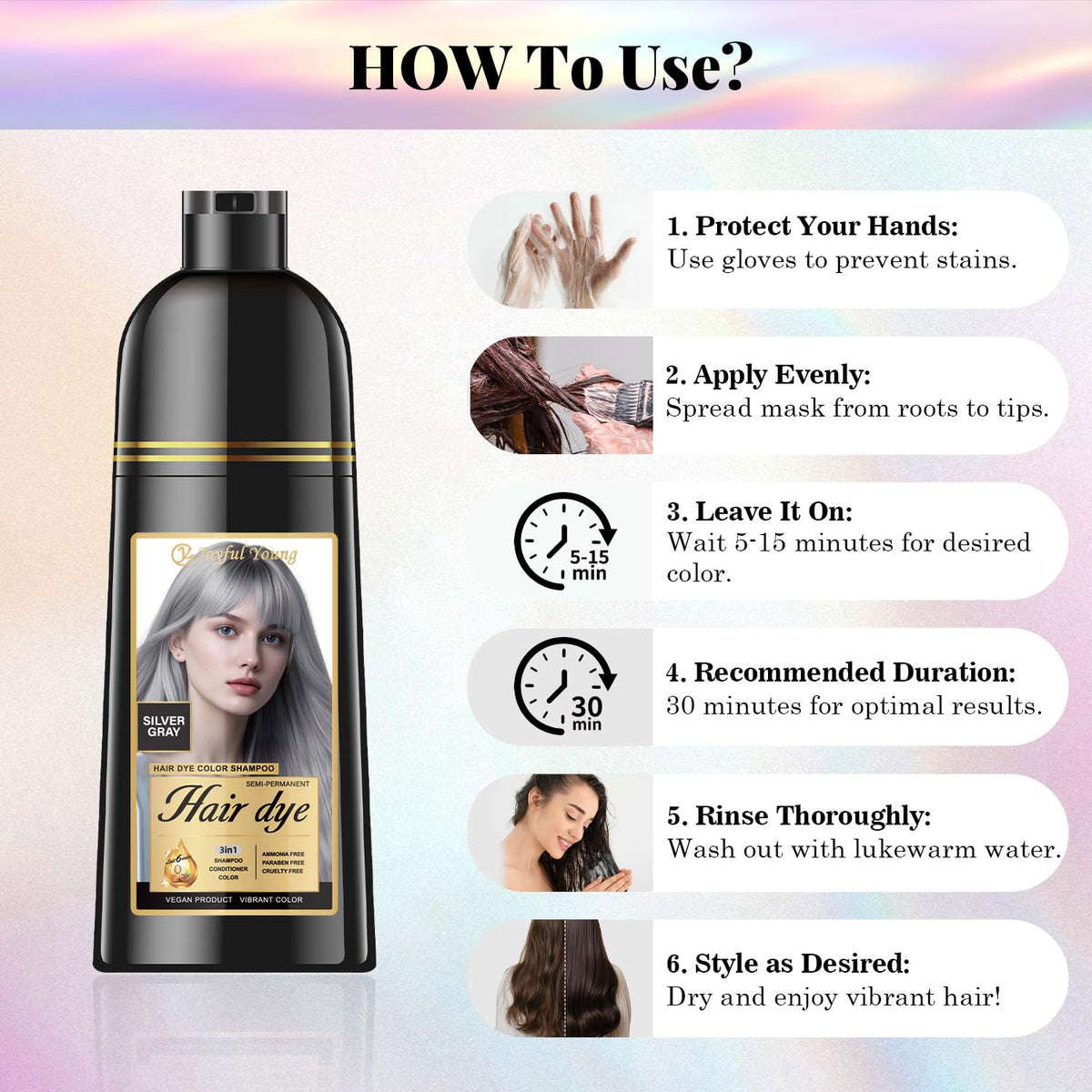Joyful Young vegan, ammonia-free formula highlighted for gentle coloring.
