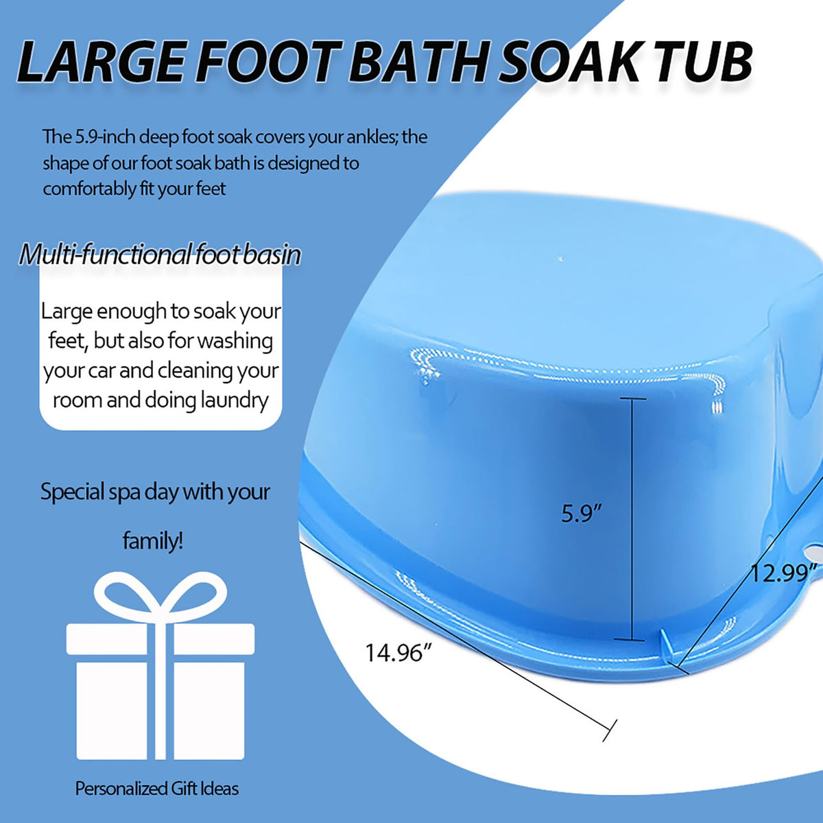 JOYMAY Foot Bath Basin with hook saves space and keeps it accessible.