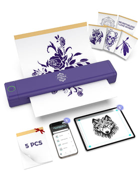 Joysea Tattoo Printer H2 on table prints designs wirelessly from mobile devices.