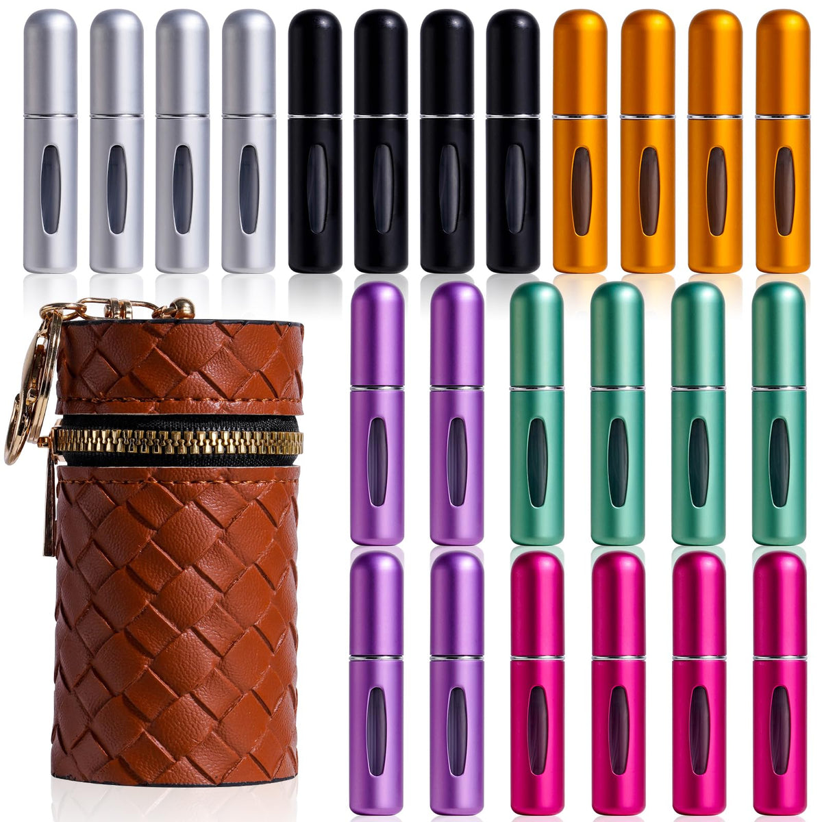JPNK 24pc mini perfume bottles in color pack for easy daily organization.