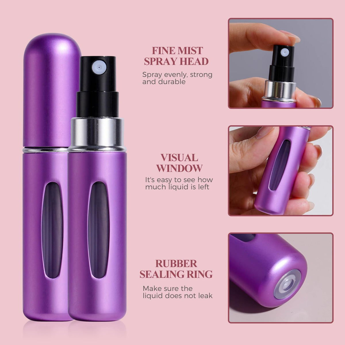 JPNK travel size aluminum atomizers with leakproof design for on-the-go fragrance.