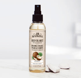 J.R. Watkins Coconut Body Oil Mist absorbed into skin for smoothness