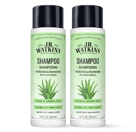 J.R. Watkins Daily Hydration Shampoo Aloe and Green Tea bottle hydrates hair