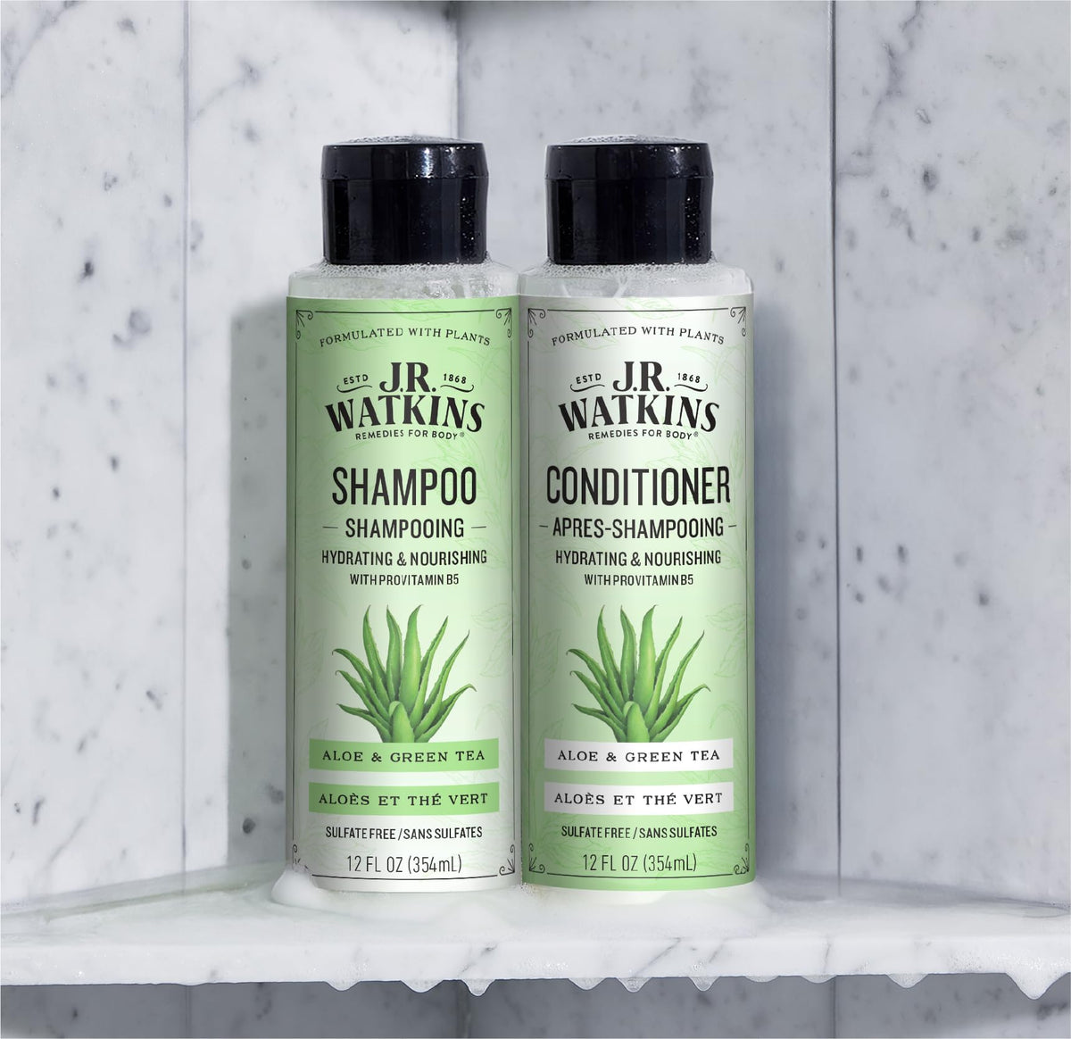 Two bottles of J.R. Watkins Daily Hydration Shampoo in a pack