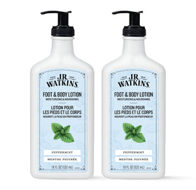 J.R. Watkins Peppermint Daily Moisturizing Lotion bottle close-up showing refreshing scent and hydration