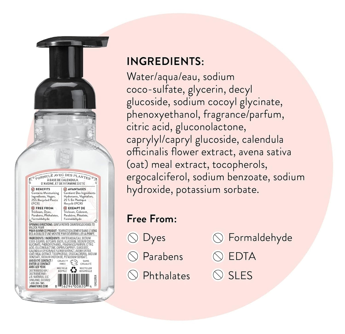 J.R. Watkins grapefruit-scented foam delivers refreshing citrus aroma.