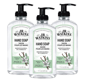 JR Watkins gel hand soap Vanilla Mint 3-pack delivers a refreshing scent for everyday handwashing.