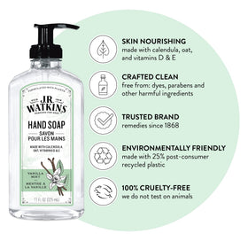 JR Watkins gel hand soap Vanilla Mint bottles showcase a convenient, soothing lather for kitchen or bath.