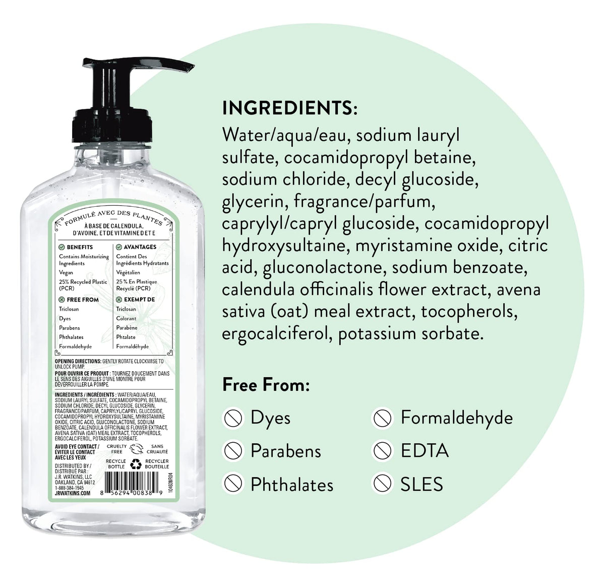 JR Watkins nourishing hands with shea butter supports extra hydration after washing.
