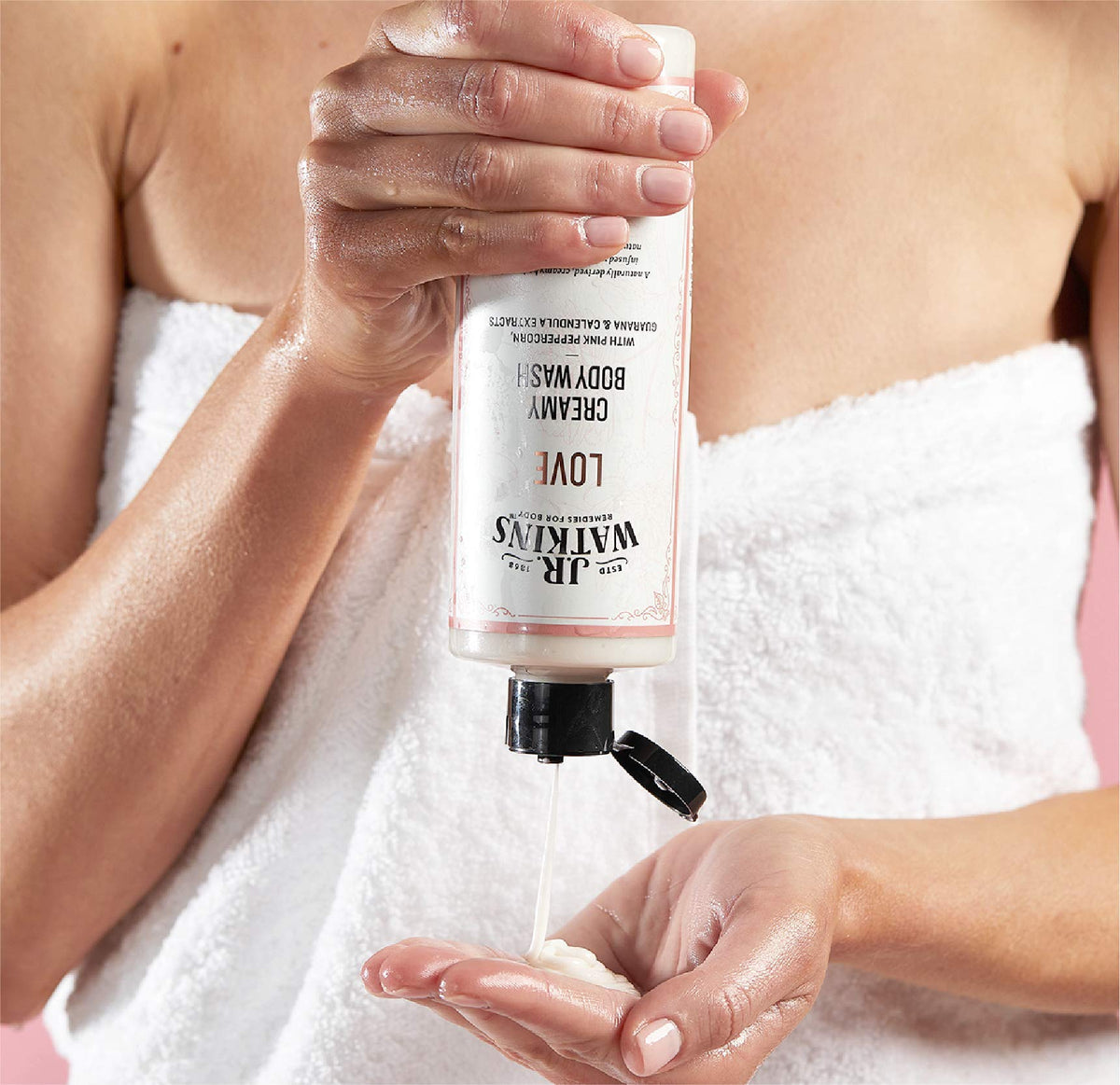 J.R. Watkins Love Creamy Body Wash fragrance notes emphasize Peony and Patchouli.