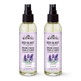 J.R. Watkins Lavender Body Oil Mist bottle delivering fast hydration.