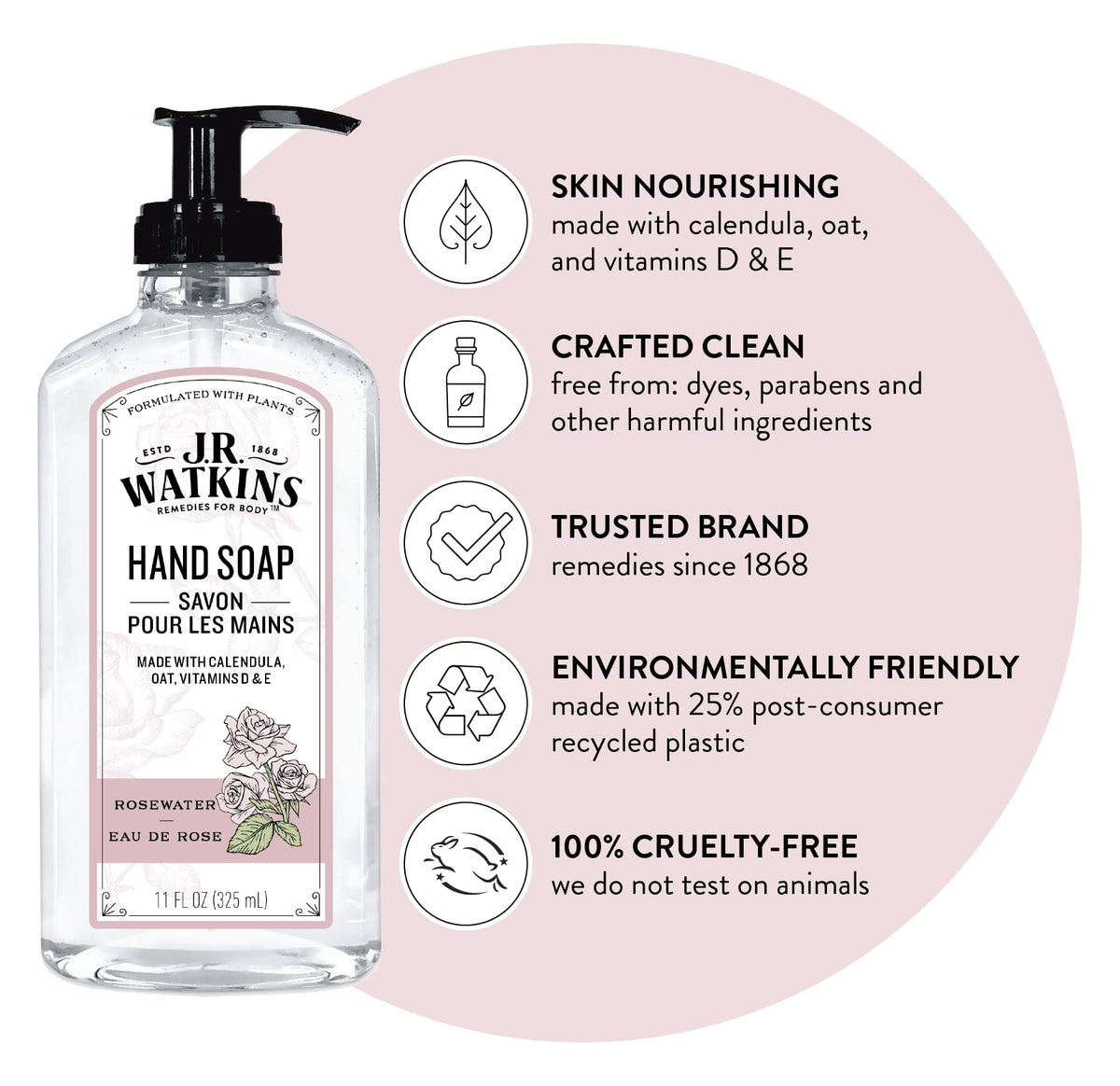 Close-up of creamy rosewater lather from J.R. Watkins gel hand soap