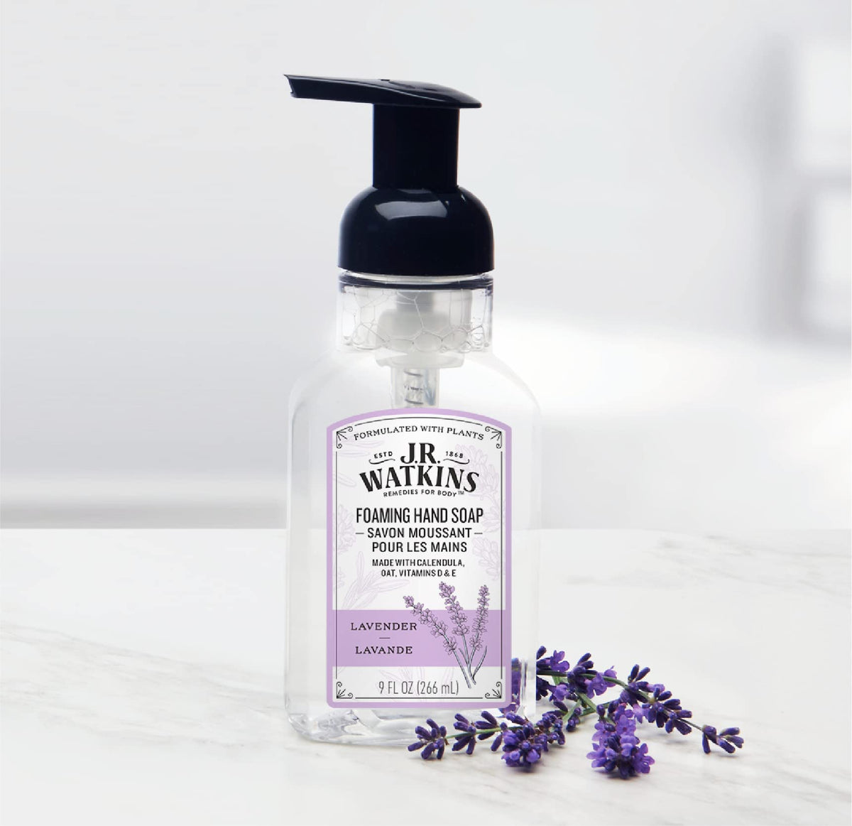 Skin-nourishing calendula and oats in J.R. Watkins soap soften hands.