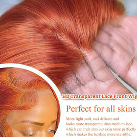 Jreitsere 32-inch ginger wig lace area with cap construction for secure wear