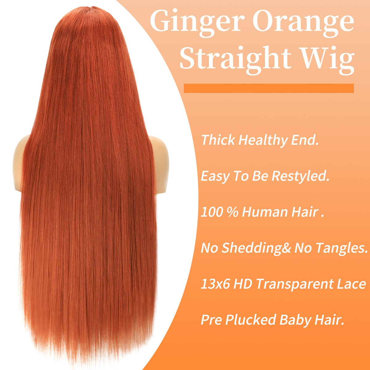 Jreitsere 32-inch ginger wig side view highlights full, silky hair with natural drape