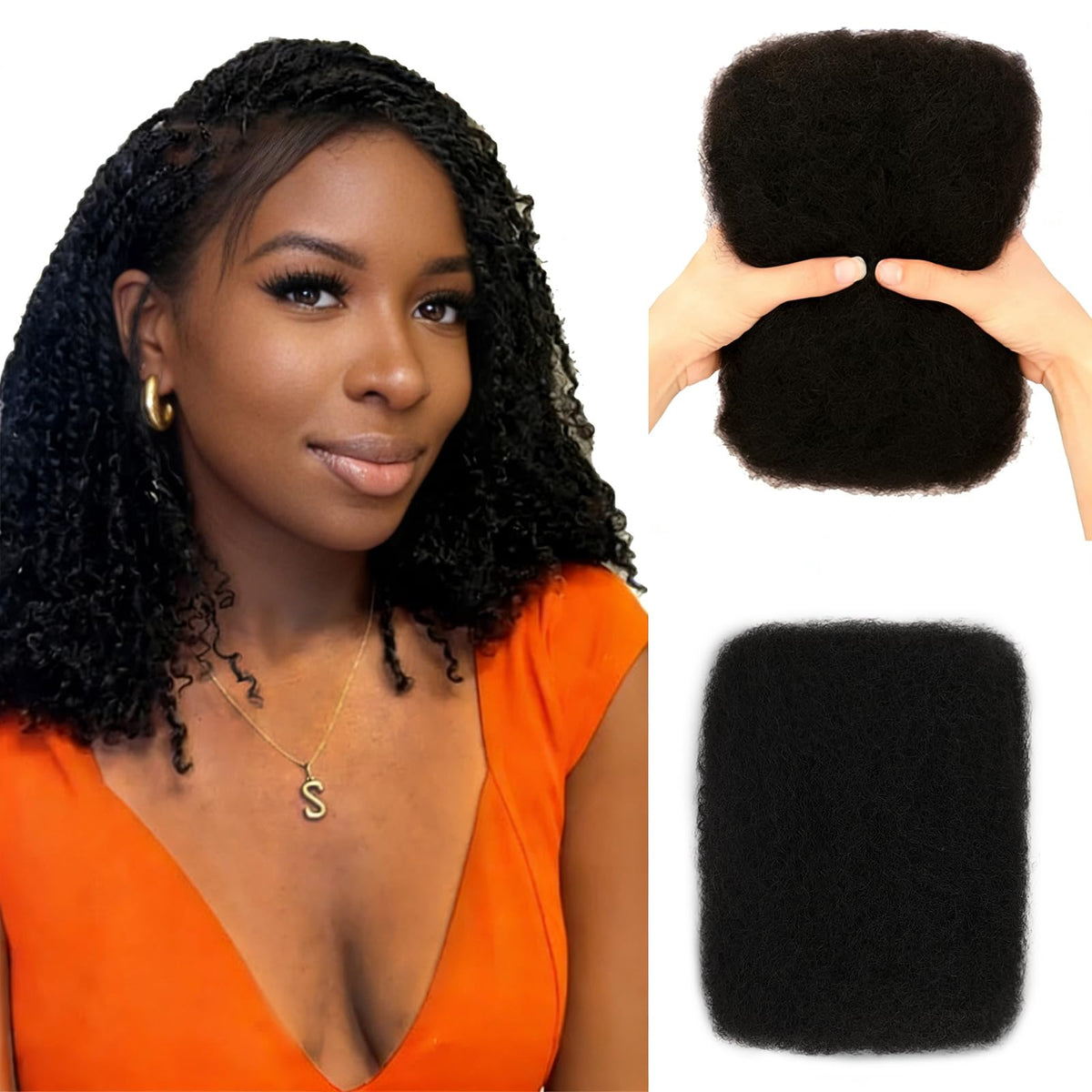 Jreitsere Afro Kinky Bulk Hair 18 Inch for natural-looking extensions