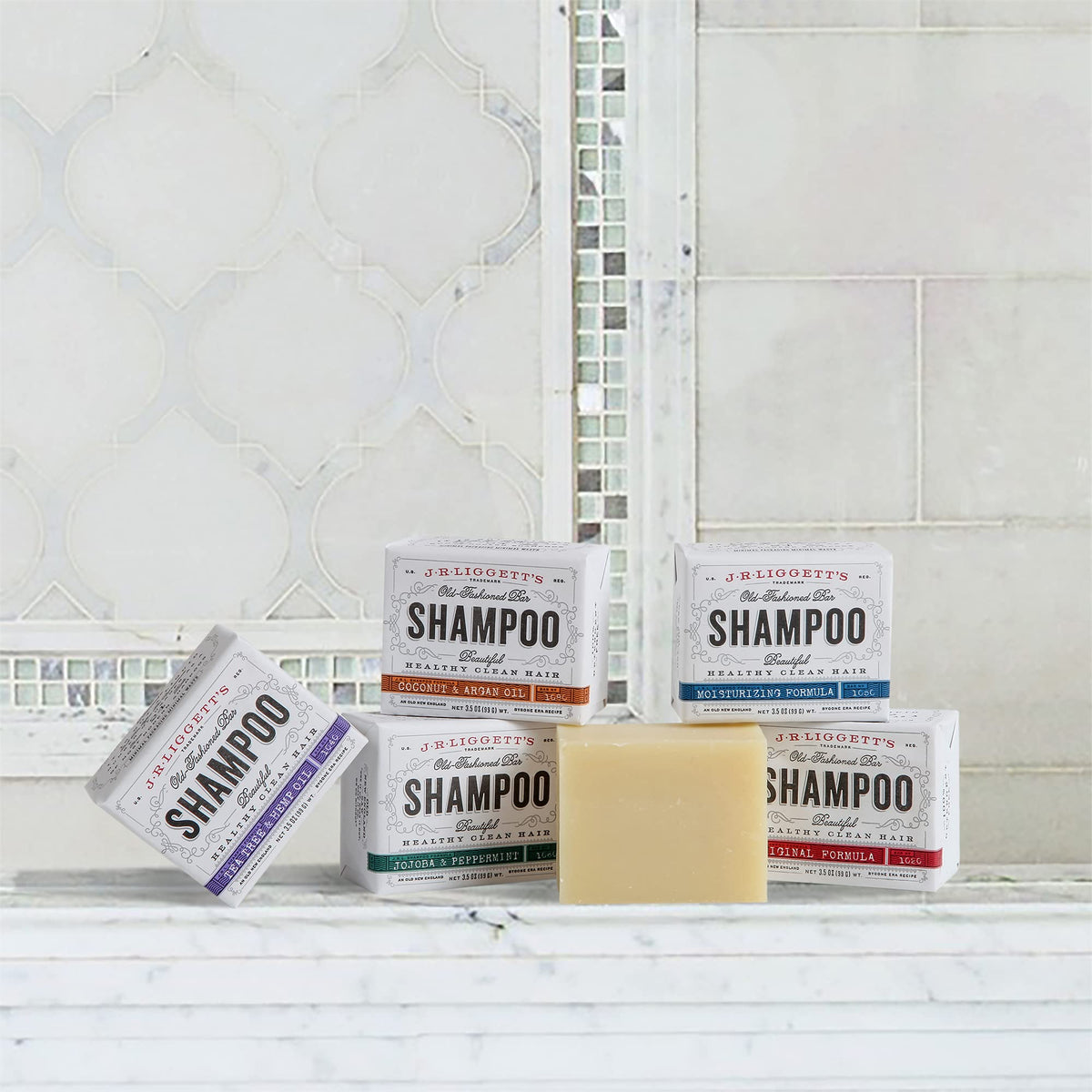 J.R.LIGGETT'S olive, coconut and castor oil bars close-up, nourishing look