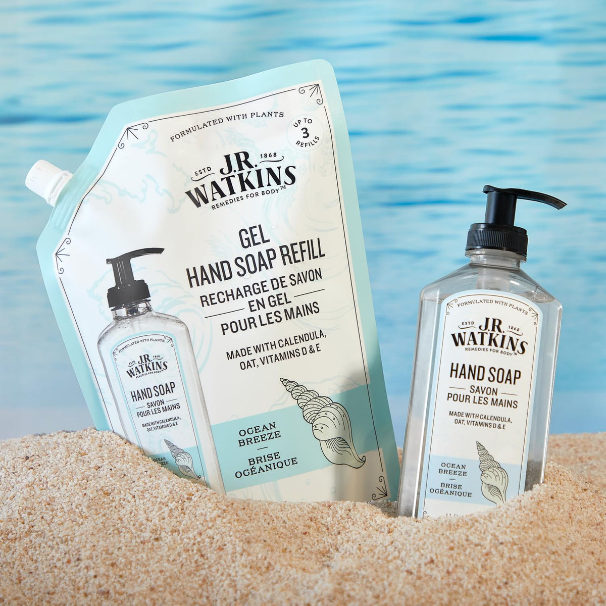 Hands being washed with Ocean Breeze soap during daily routine