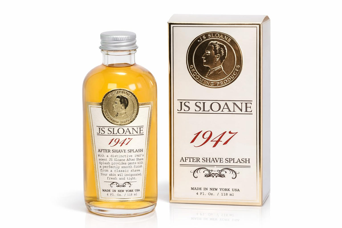 JS Sloane 1947 aftershave bottle front view for post‑shave refreshment.
