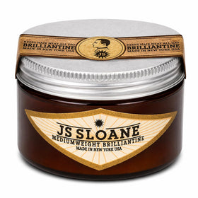JS Sloane Mediumweight Brilliantine Pomade jar with high shine and easy wash out