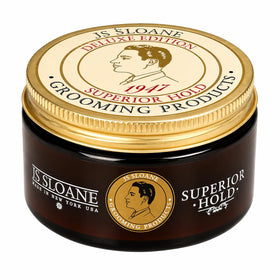 JS Sloane Superior Hold Pomade bottle pour shows strong, long-lasting control.
