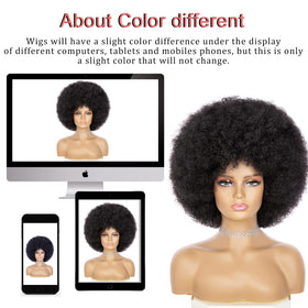 JSDshine Soft Afro Wig 70s cap inside clips ensuring secure fit