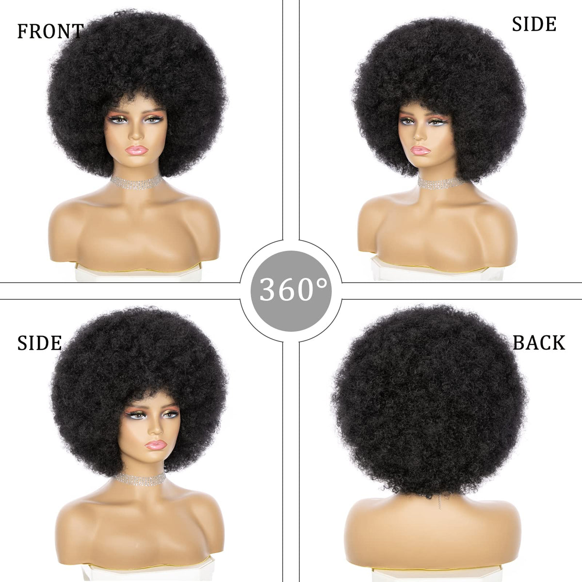 JSDshine Soft Afro Wig 70s close-up texture showing soft, kinked curls