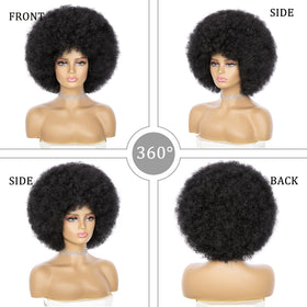 JSDshine Soft Afro Wig 70s close-up texture showing soft, kinked curls