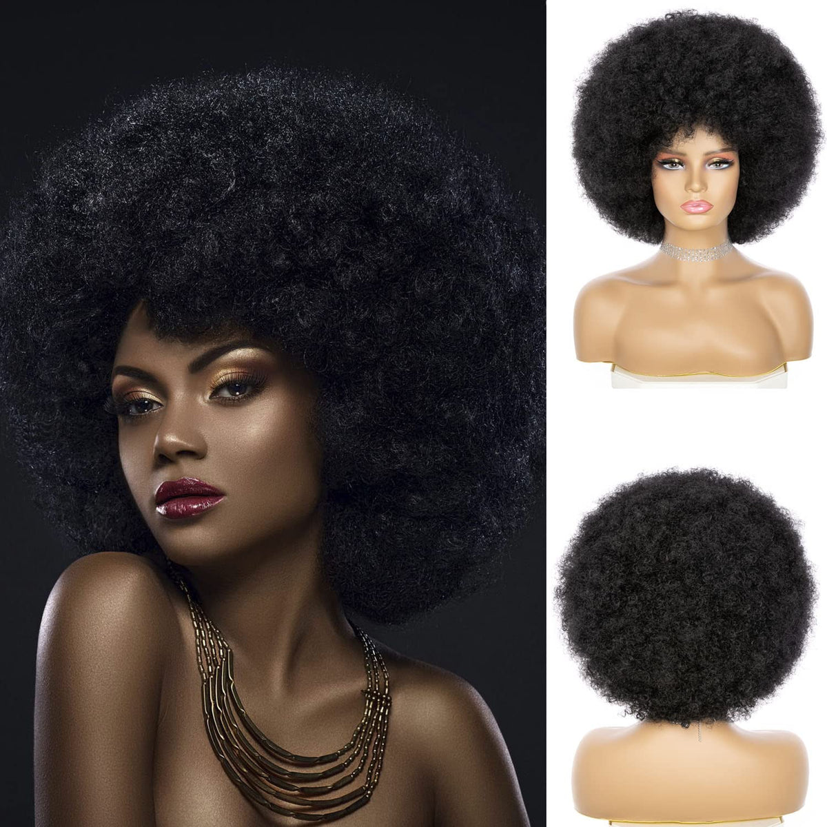 JSDshine Soft Afro Wig 70s front view with natural bounce for daily wear