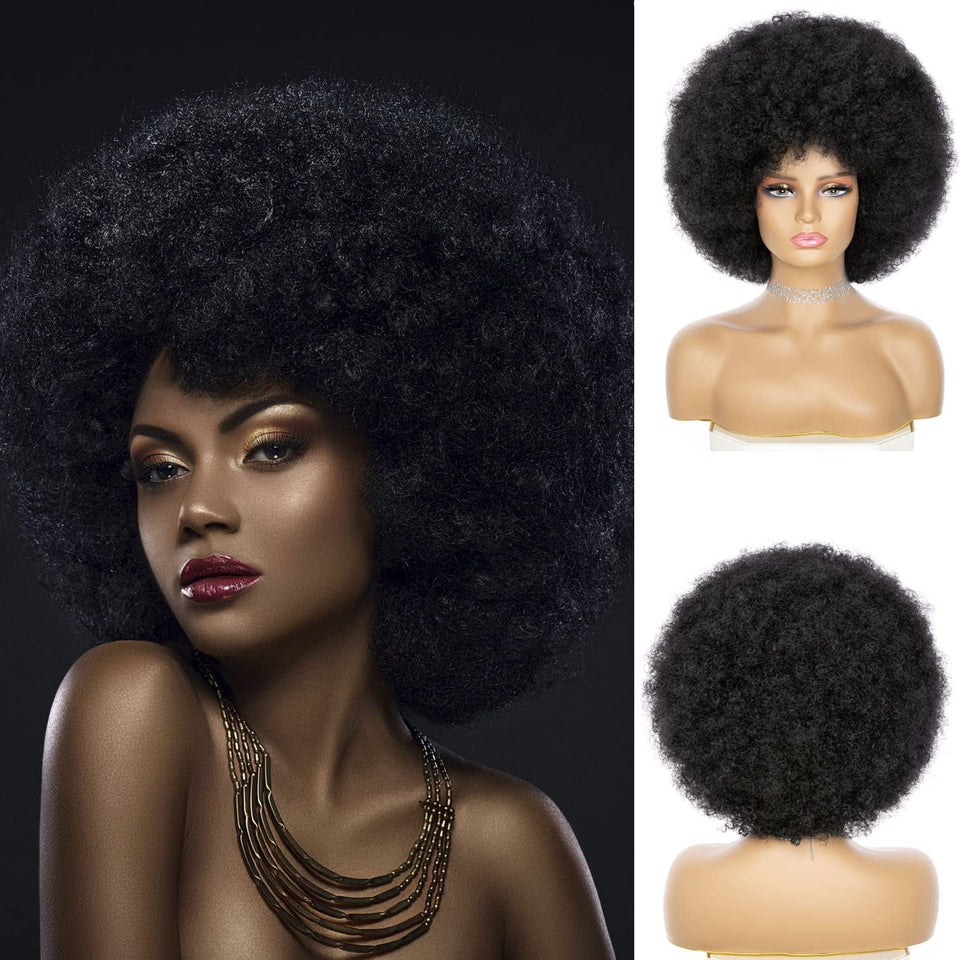 JSDshine Soft Afro Wig 70s front view with natural bounce for daily wear