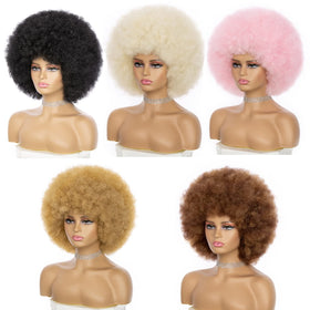 JSDshine Soft Afro Wig 70s packaging and net protecting the curls
