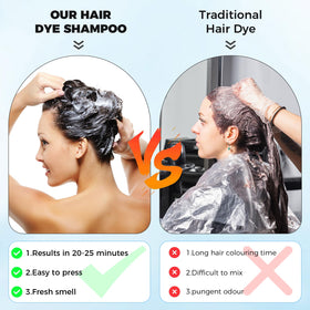 JUANCHI Dark Brown Hair Dye Shampoo conditioning-effect leaves hair soft and shiny.