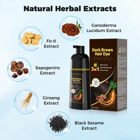 JUANCHI Dark Brown Hair Dye Shampoo apply-lather-rinse demonstrates simple routine for touch-ups.