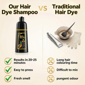 Root touch-up made easy with JUANCHI Black Hair Dye Shampoo.