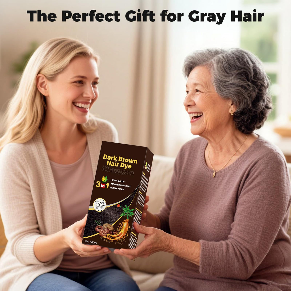 JUANCHI Herbal formula with ginseng and sesame strengthens color results.