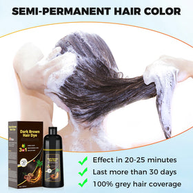 JUANCHI Dark Brown Hair Dye Shampoo root-touch-up quick-use for seamless color upkeep.
