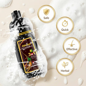 JUANCHI root touch-up application using 3-in-1 shampoo.