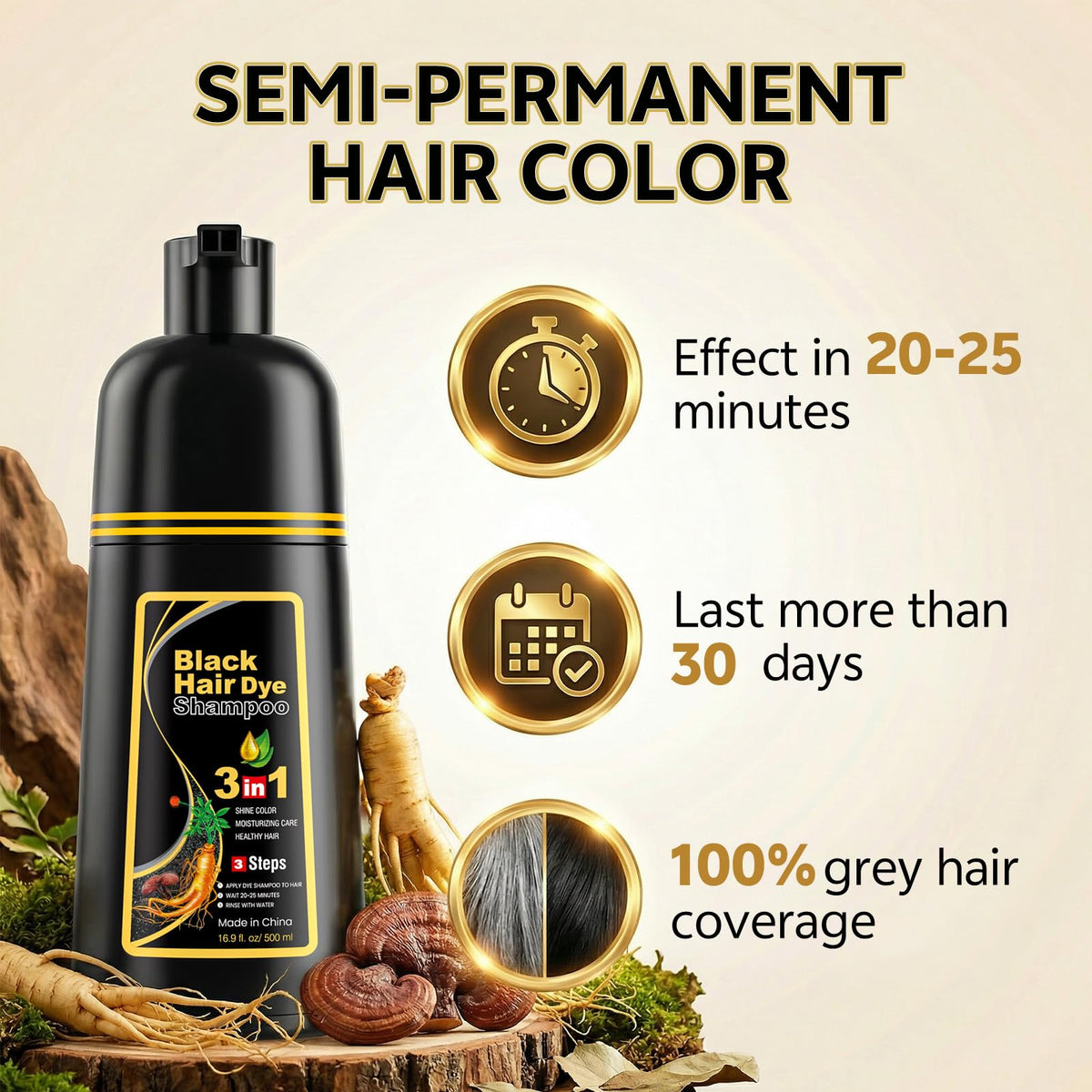 Soft, shiny hair after using JUANCHI color shampoo.