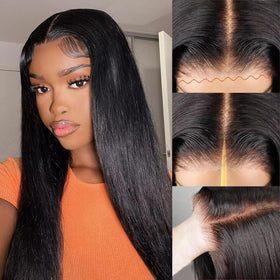 JUBOTIN 26-inch straight wig front view showing natural density for daily wear.