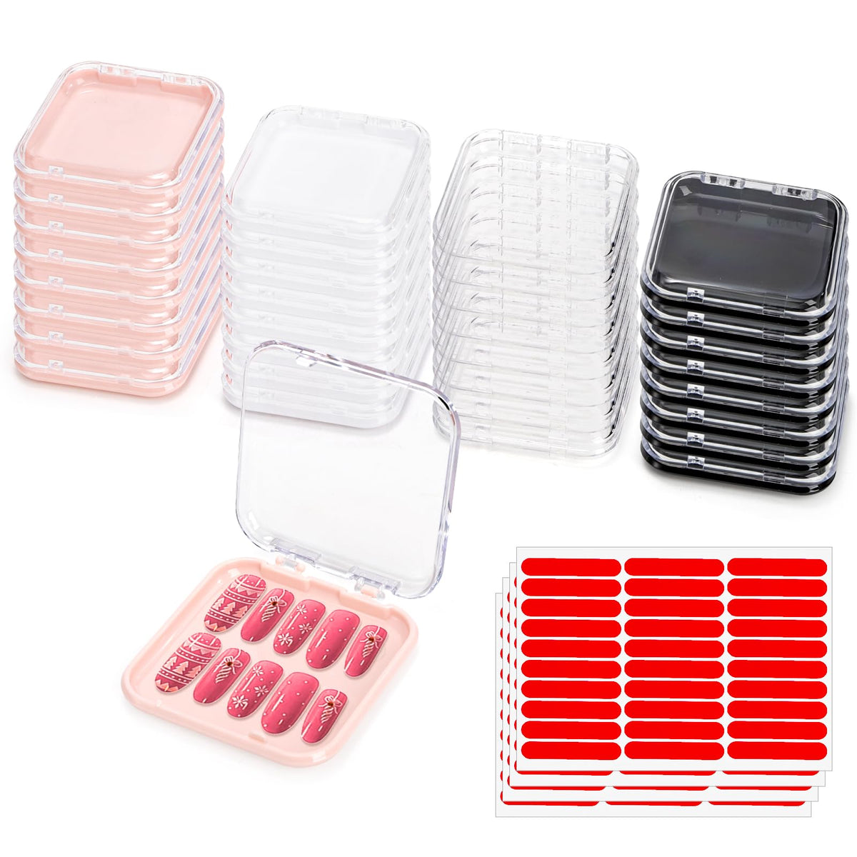 Jucoan 32-pack nail display boxes arranged for organized nail art storage.