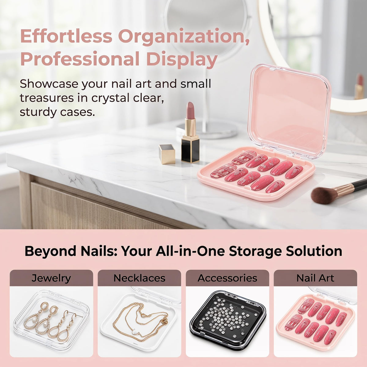 Jucoan portable nail display case for travel ease.