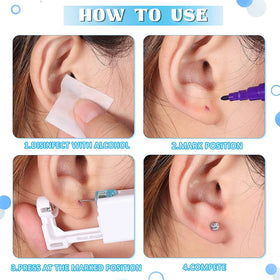 Judero clean tools for ear piercing included, promoting hygiene during home procedure.