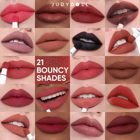 Final lip look with JUDYDOLL Cushion Matte Lip Cream on lips