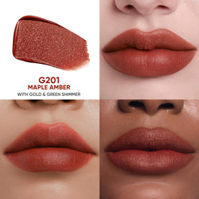 Judydoll Maple Amber lip cream close-up application on lips with velvet glide